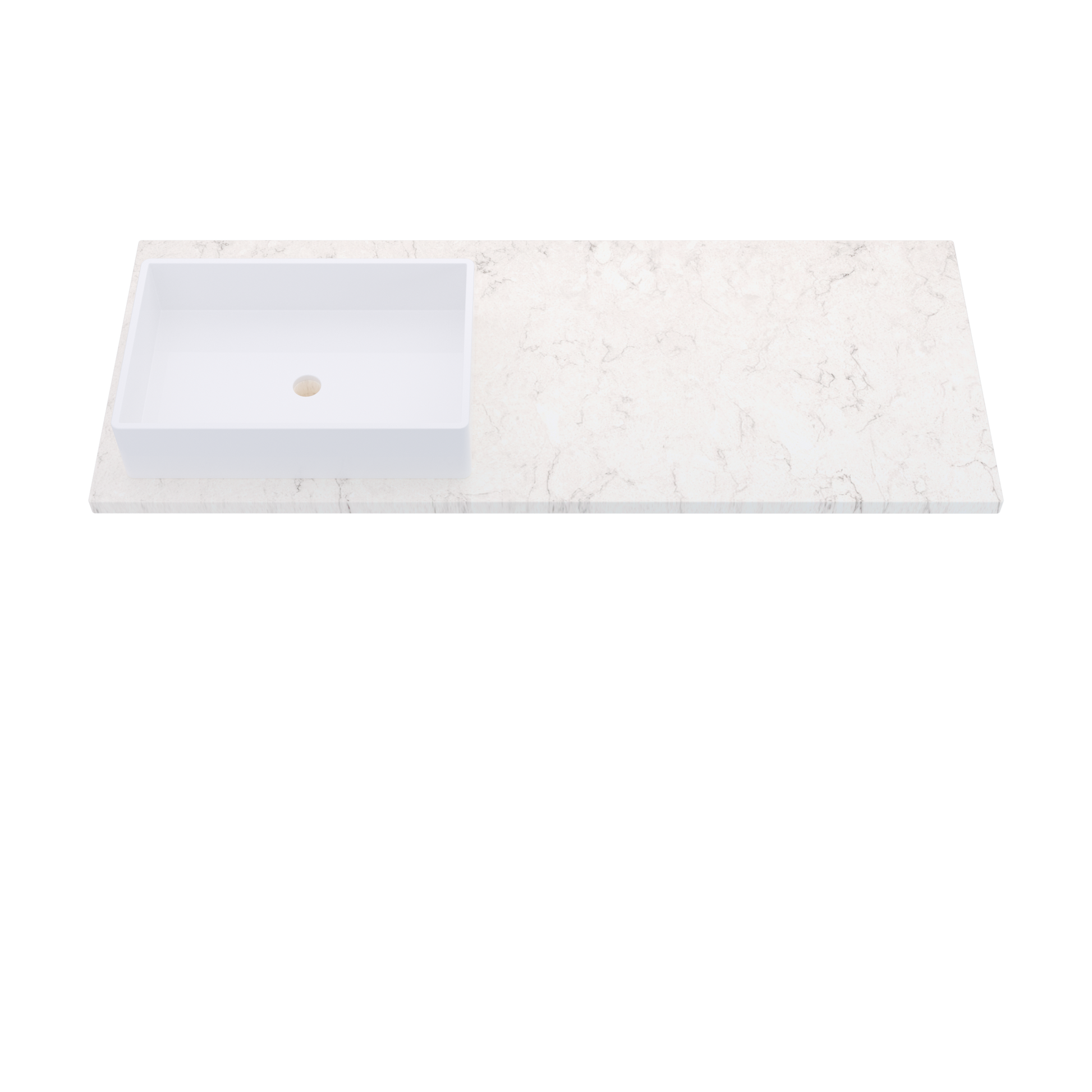 55" Vanderloc Silestone® Quartz Bathroom Vanity Top | Single Rectangle Sink | Offset in Snowy Ibiza