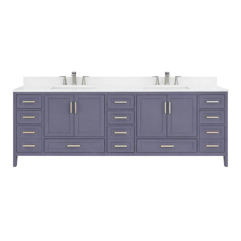 Ayna Decors Rooh 84 Inch Charcoal Grey Bath Vanity with Pure White Quartz Countertop