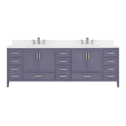 Ayna Decors Rooh 84 Inch Charcoal Grey Bath Vanity with Pure White Quartz Countertop
