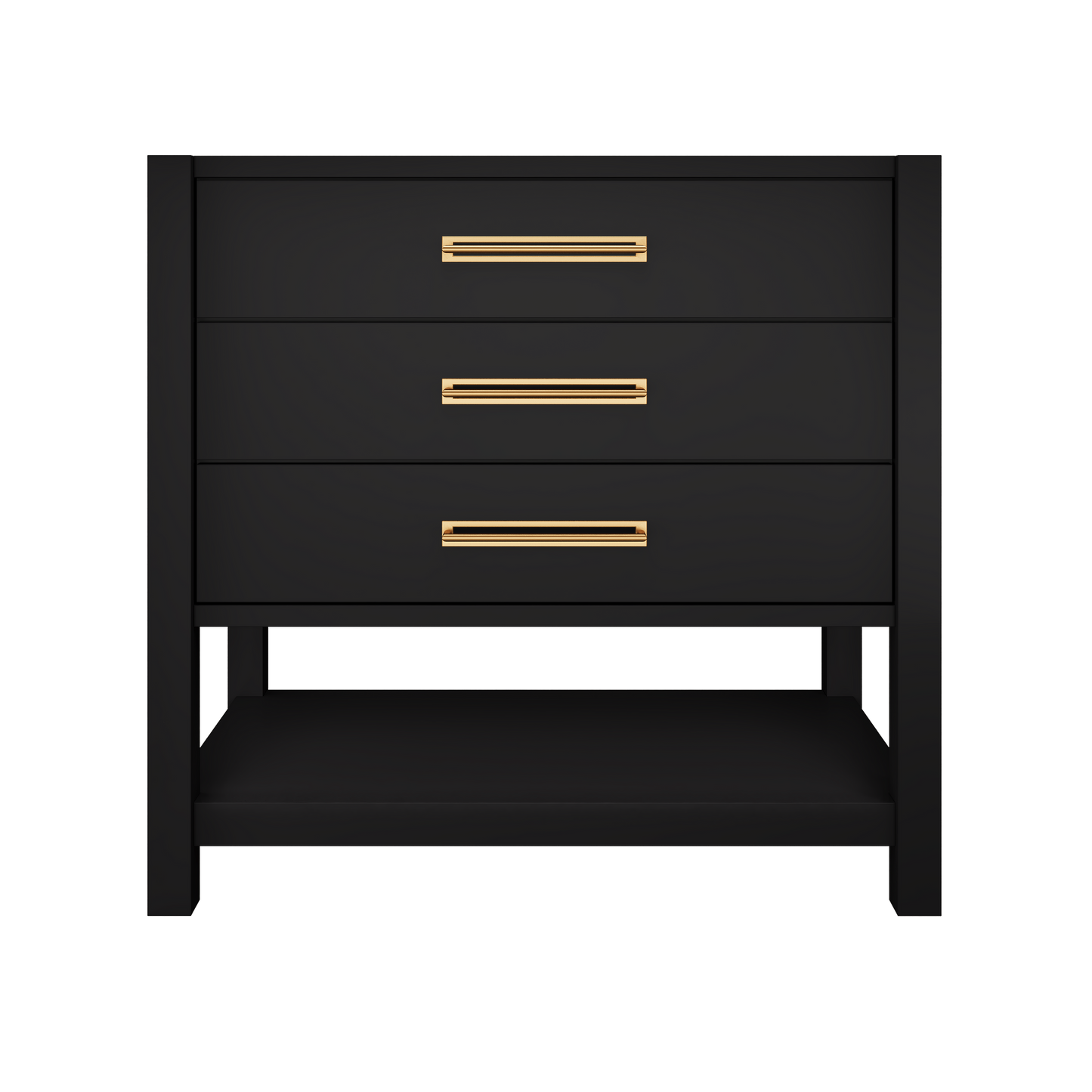 Kiawah 3-Drawer Single Bath Vanity 36in Noir Satin Gold