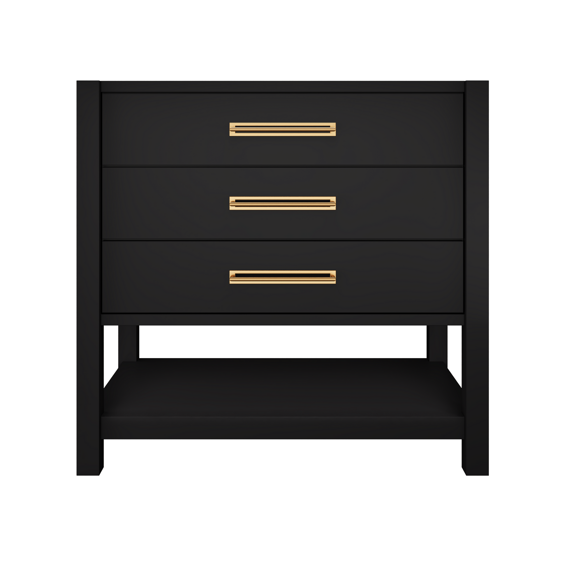 Kiawah 3-Drawer Single Bath Vanity 36in Noir Satin Gold