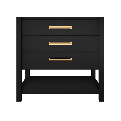 Kiawah 3-Drawer Single Bath Vanity 36in Noir Satin Gold