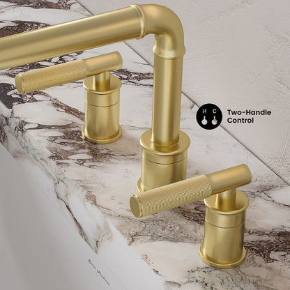 Swiss Madison Avallon widespread faucet installed on a bathroom vanity top