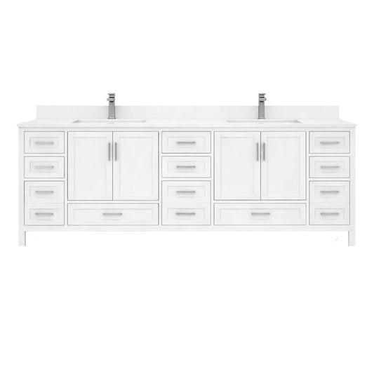 Ayna Decors Rooh 84 Inch White Bathroom Vanity Cabinet (Base Only) with Brushed Nickel Hardware