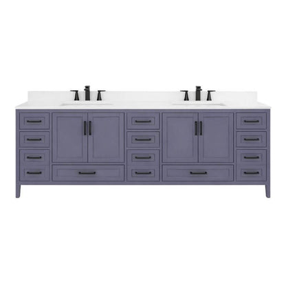 Ayna Decors Rooh 84 Inch Charcoal Grey Bath Vanity with Pure White Quartz Countertop