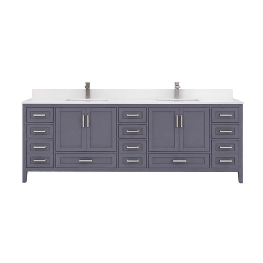 Ayna Decors Rooh 84 Inch Charcoal Grey Bathroom Vanity Cabinet (Base Only) with Brushed Nickel Hardware