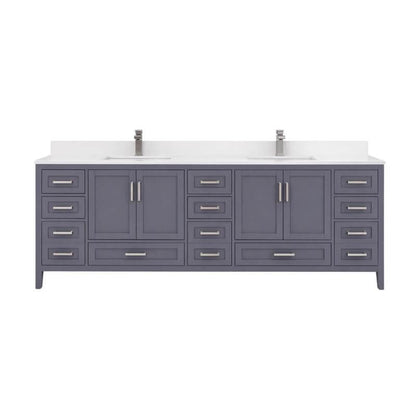 Ayna Decors Rooh 84 Inch Charcoal Grey Bath Vanity with Pure White Quartz Countertop