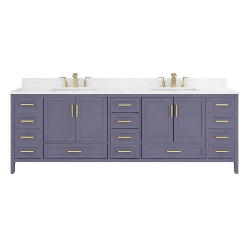Ayna Decors Rooh 84 Inch Charcoal Grey Bath Vanity with Pure White Quartz Countertop