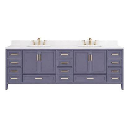 Ayna Decors Rooh 84 Inch Charcoal Grey Bath Vanity with Pure White Quartz Countertop