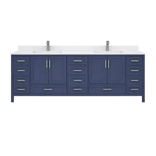 Ayna Decors Rooh 84 Inch Navy Blue Bathroom Vanity Cabinet (Base Only) with Brushed Nickel Hardware