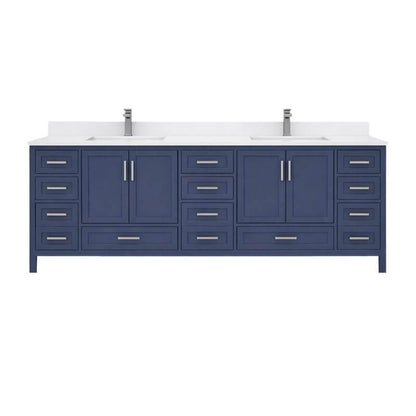 Ayna Decors Rooh 84 Inch Navy Blue Bath Vanity with Pure White Quartz Countertop