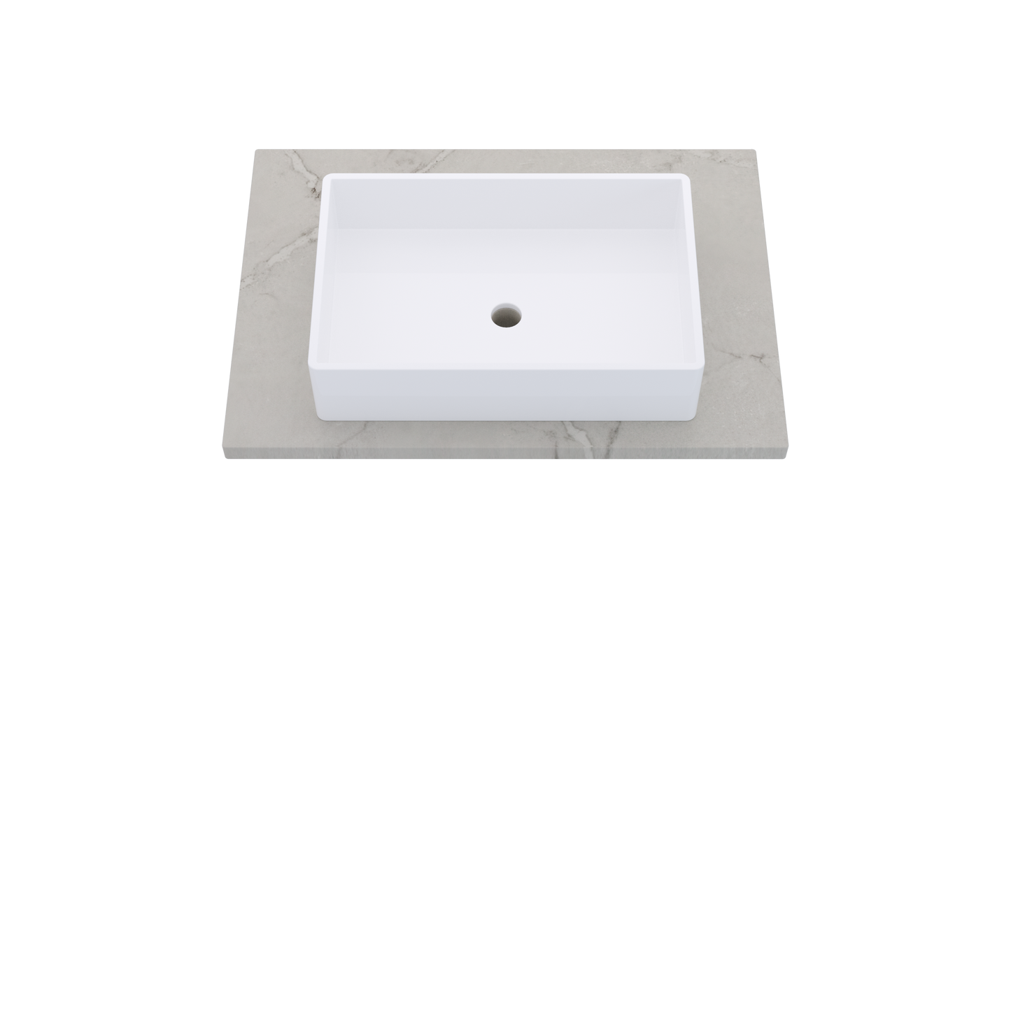 31" Vanderloc Silestone® Quartz Bathroom Vanity Top | Single Vigo Sink | Centered in Victorian Silver