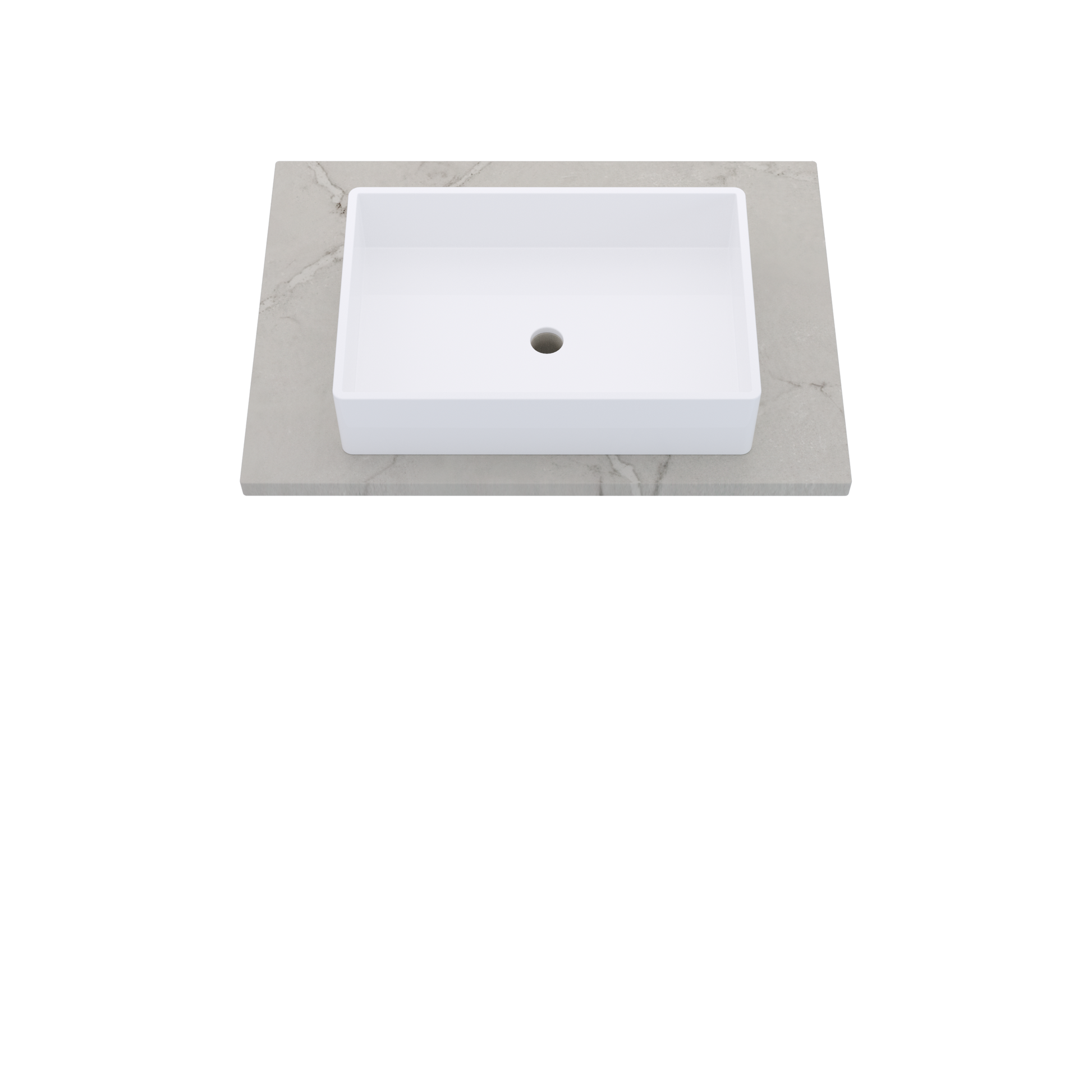 31" Vanderloc Silestone® Quartz Bathroom Vanity Top | Single Vigo Sink | Centered in Victorian Silver