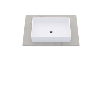 31" Vanderloc Silestone® Quartz Bathroom Vanity Top | Single Vigo Sink | Centered in Victorian Silver