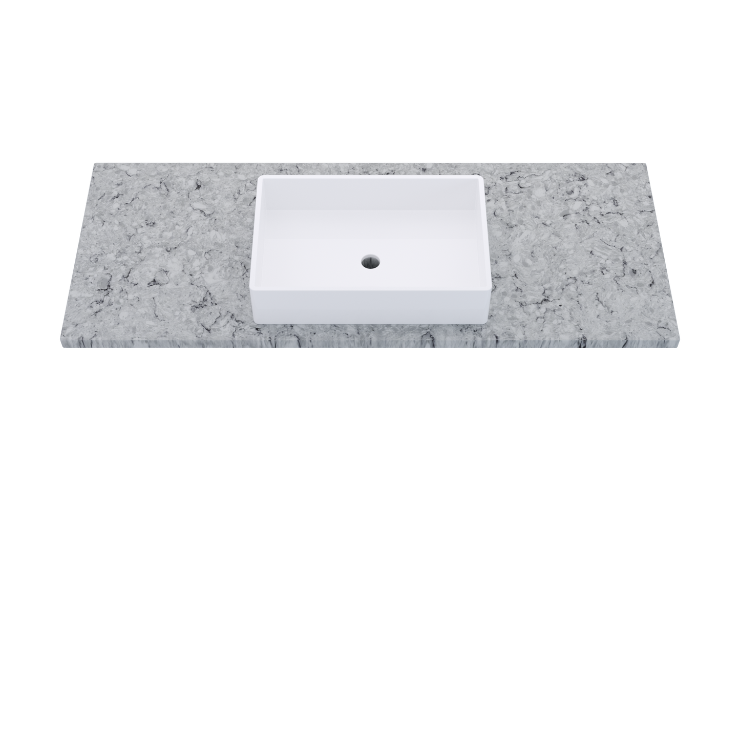 55" Vanderloc Silestone® Quartz Bathroom Vanity Top | Single Vigo Sink | Centered in Pietra