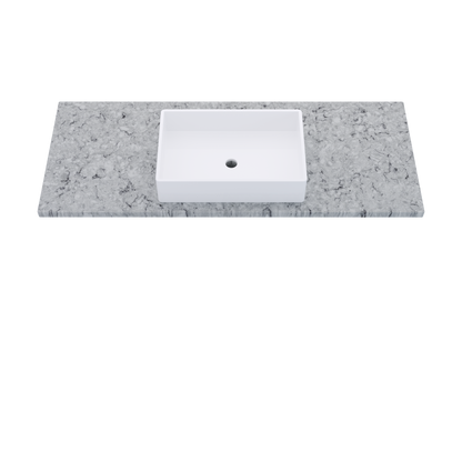 55" Vanderloc Silestone® Quartz Bathroom Vanity Top | Single Vigo Sink | Centered in Pietra