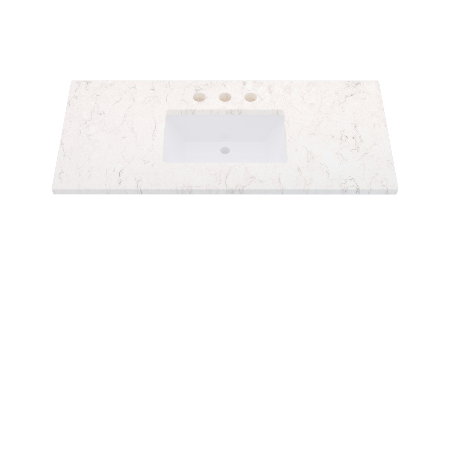 49" Vanderloc Silestone® Quartz Bathroom Vanity Top | Single Rectangle Sink | Centered in Snowy Ibiza