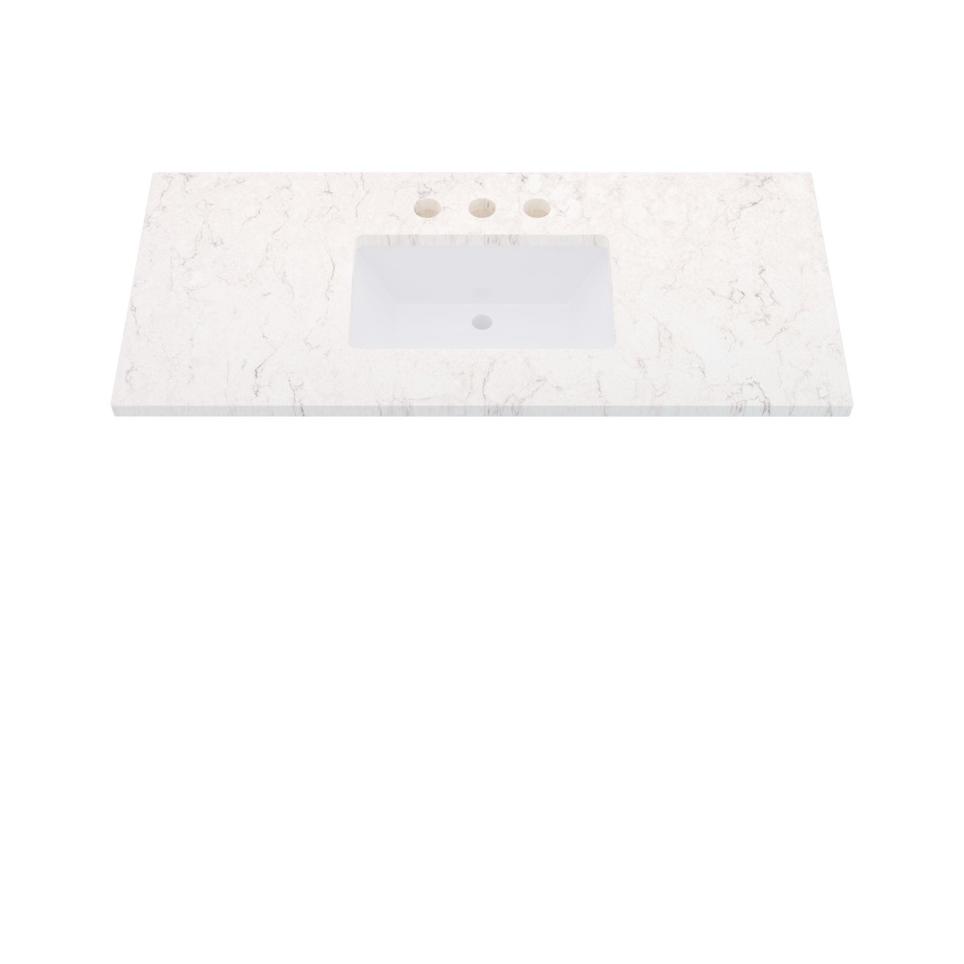 49" Vanderloc Silestone® Quartz Bathroom Vanity Top | Single Rectangle Sink | Centered in Snowy Ibiza
