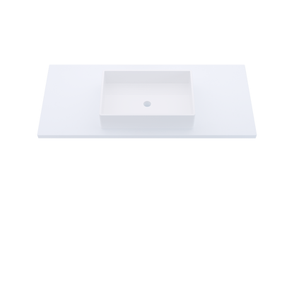 49" Vanderloc Silestone® Quartz Bathroom Vanity Top | Single Vigo Sink | Centered in Miami White