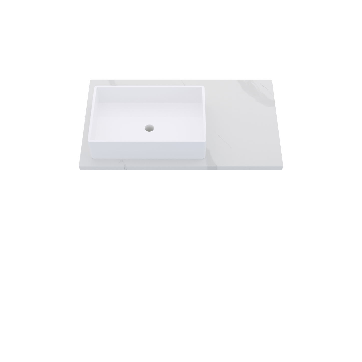 37" Vanderloc Silestone® Quartz Bathroom Vanity Top | Single Rectangle Sink | Offset in Classic Calacatta