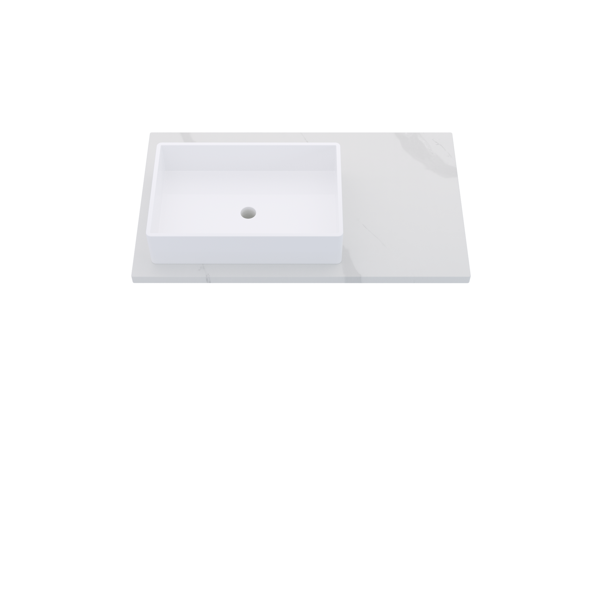 37" Vanderloc Silestone® Quartz Bathroom Vanity Top | Single Rectangle Sink | Offset in Classic Calacatta