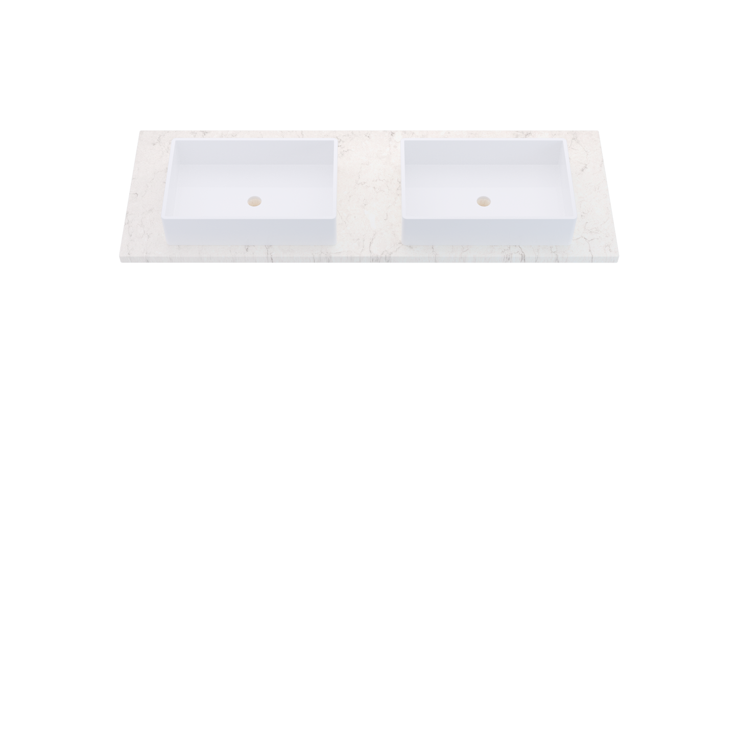 61" Vanderloc Silestone® Quartz Bathroom Vanity Top | Double Vigo Sink | Centered in Snowy Ibiza