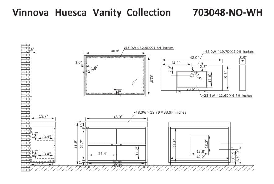 Vinnova Huesca 48-inch single sink bathroom vanity in North American Oak — view 8