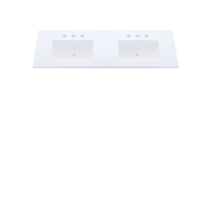 61" Vanderloc Silestone® Quartz Bathroom Vanity Top | Double Rectangle Sink | Centered in Miami White