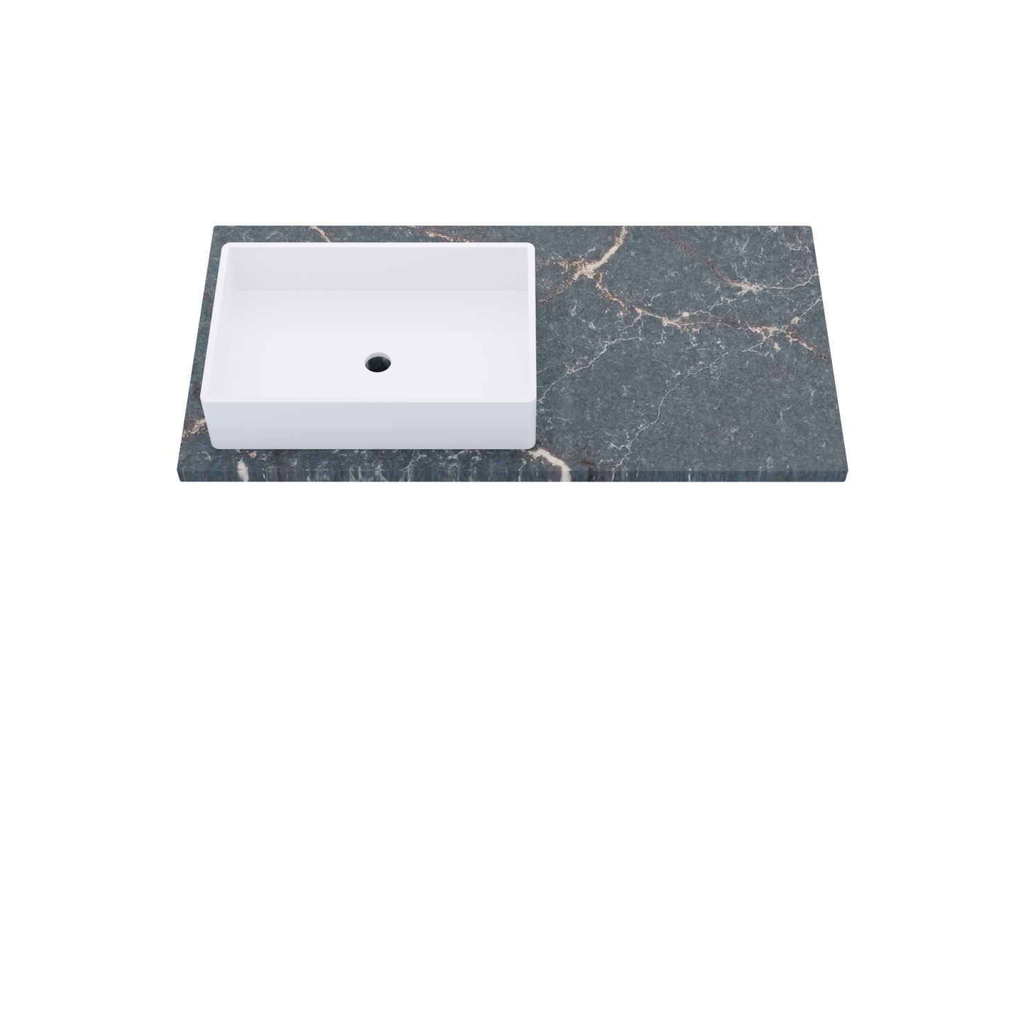 43" Vanderloc Silestone® Quartz Bathroom Vanity Top | Single Rectangle Sink | Offset in Parisien Bleu