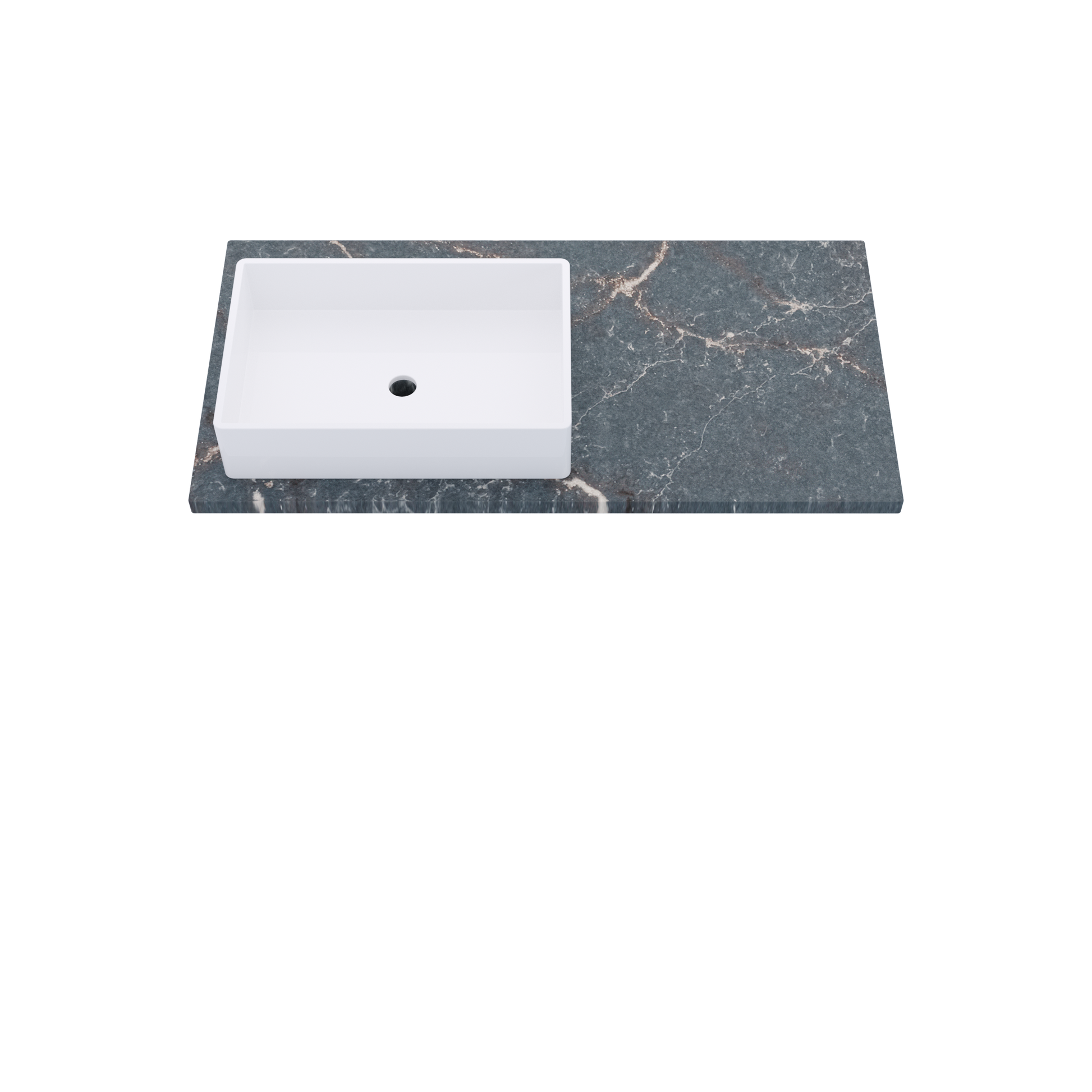 43" Vanderloc Silestone® Quartz Bathroom Vanity Top | Single Rectangle Sink | Offset in Parisien Bleu