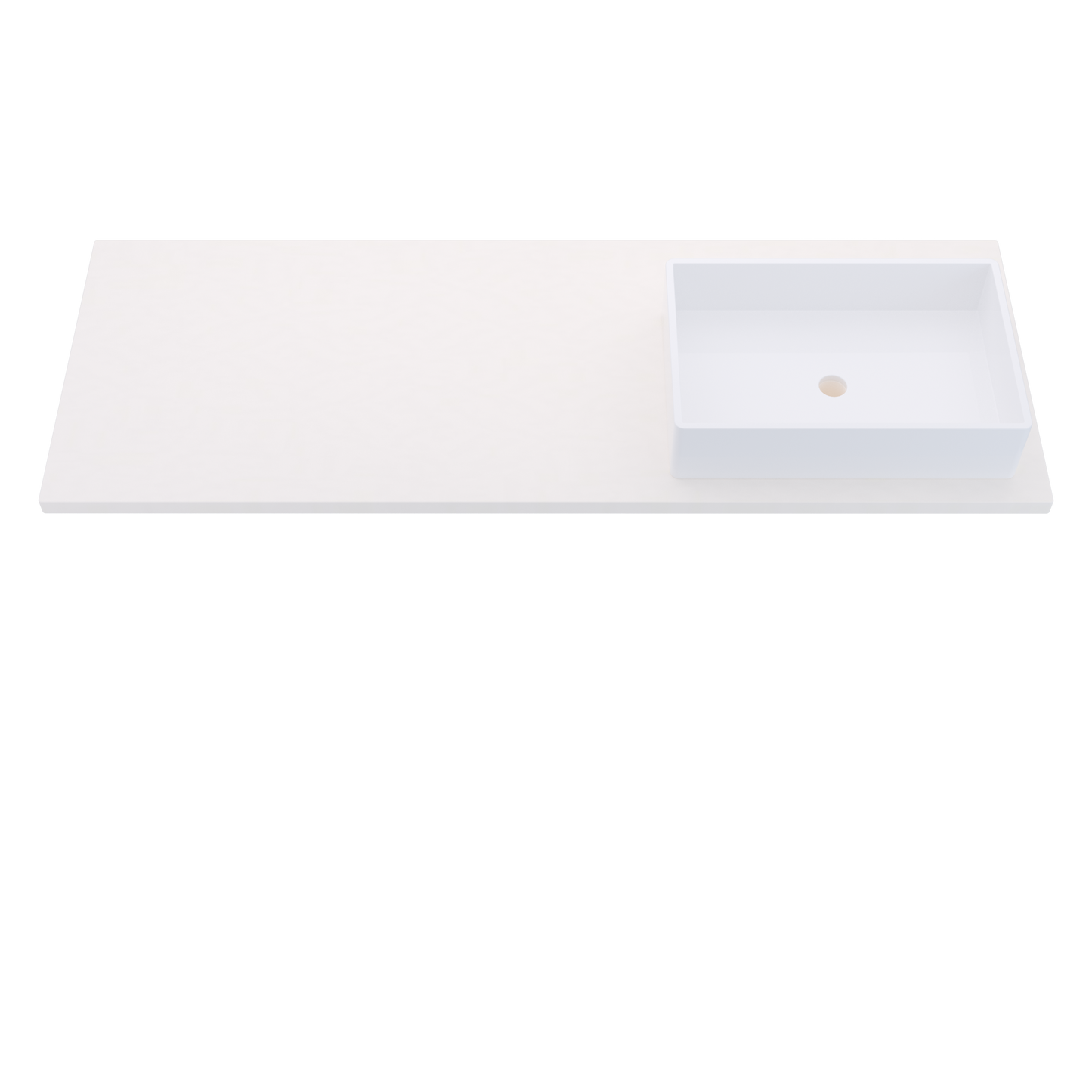 61 inch Vanderloc Silestone quartz vanity top, single Vigo sink, right offset, White Zeus