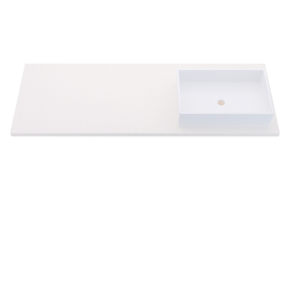 61 inch Vanderloc Silestone quartz vanity top, single Vigo sink, right offset, White Zeus