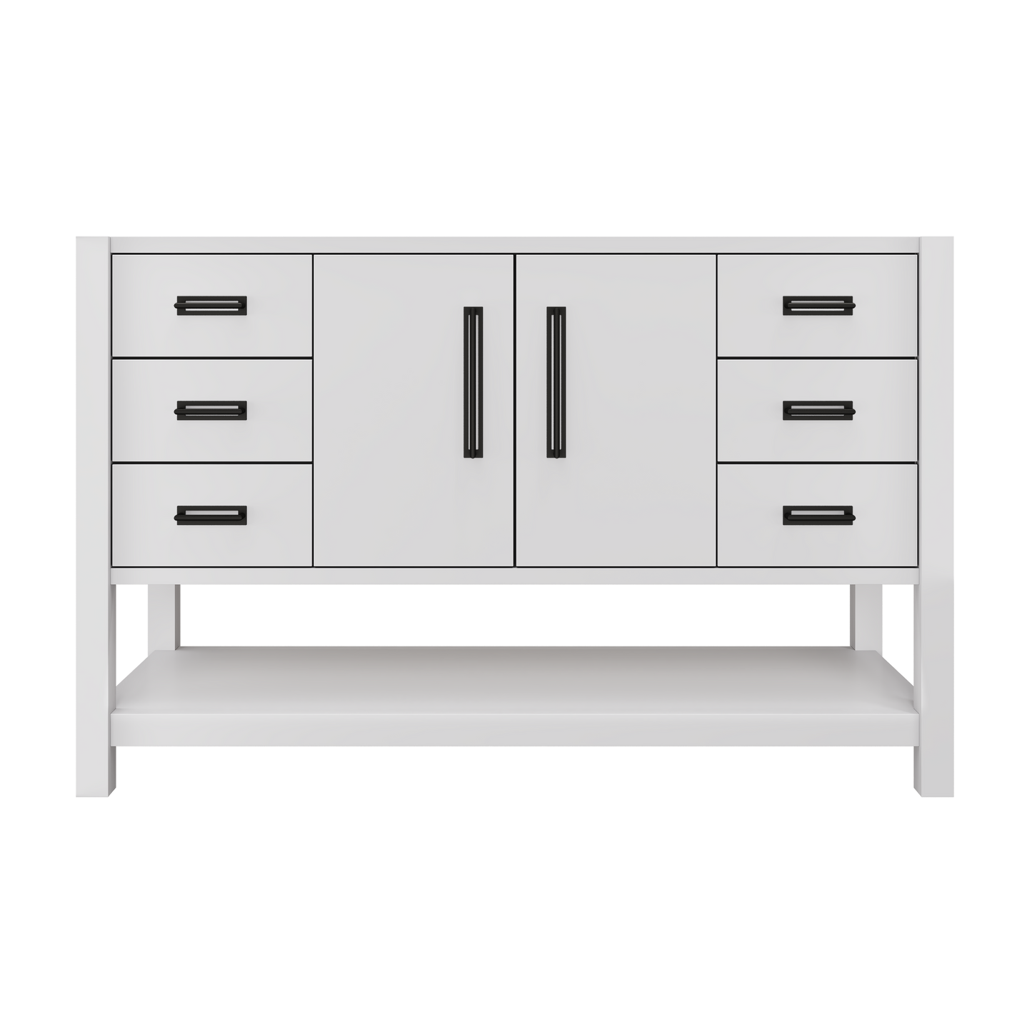 Kiawah Single Extra-Wide Bath Vanity 54in Strong White Matte Black