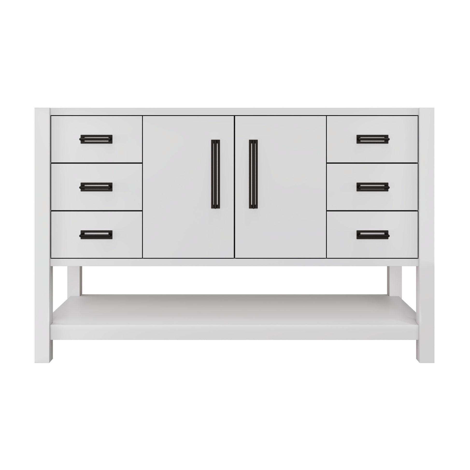 Kiawah Single Extra-Wide Bath Vanity 54in Strong White Matte Black