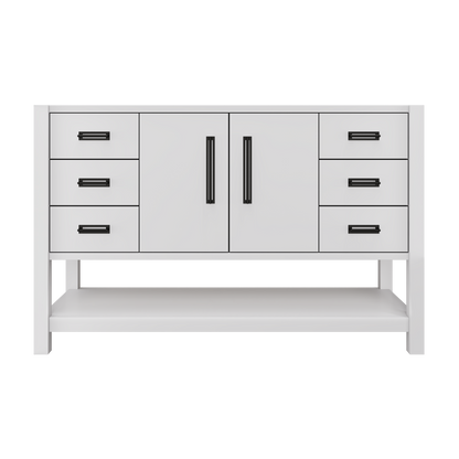 Kiawah Single Extra-Wide Bath Vanity 54in Strong White Matte Black