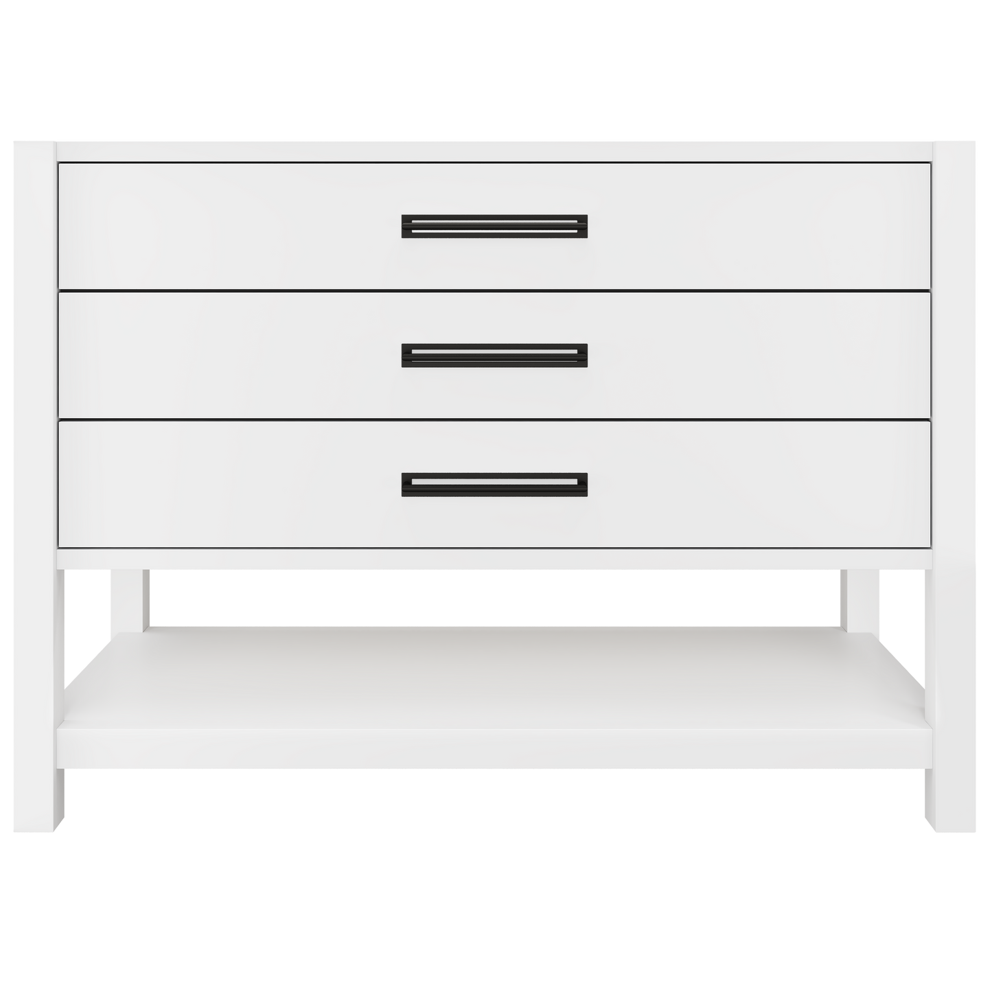 Kiawah 3-Drawer Single Bath Vanity 48in Pure White Matte Black