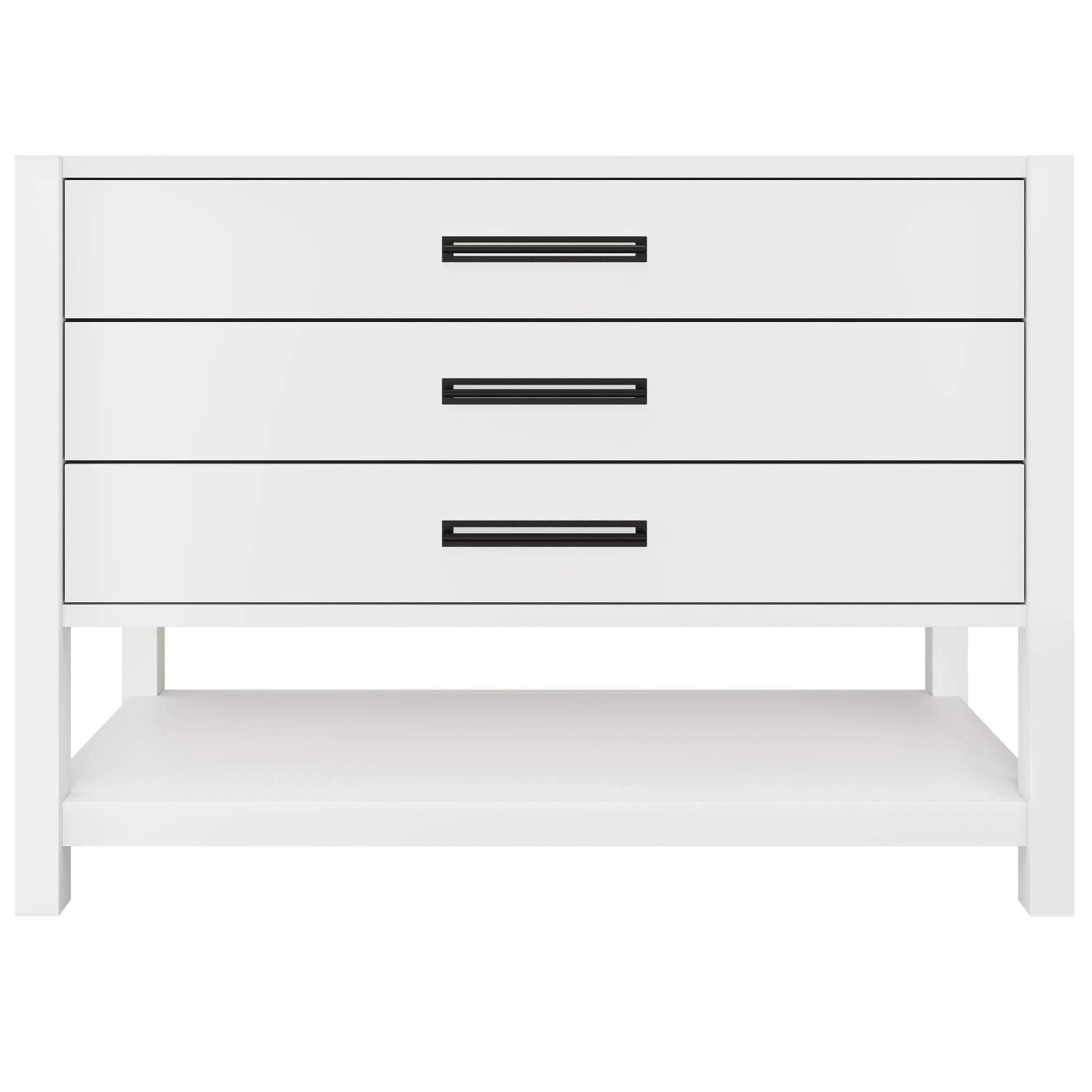 Kiawah 3-Drawer Single Bath Vanity 48in Pure White Matte Black