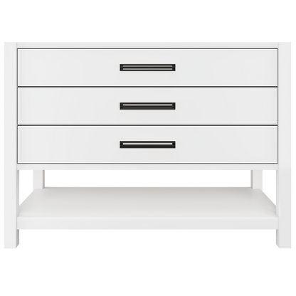 Kiawah 3-Drawer Single Bath Vanity 48in Pure White Matte Black