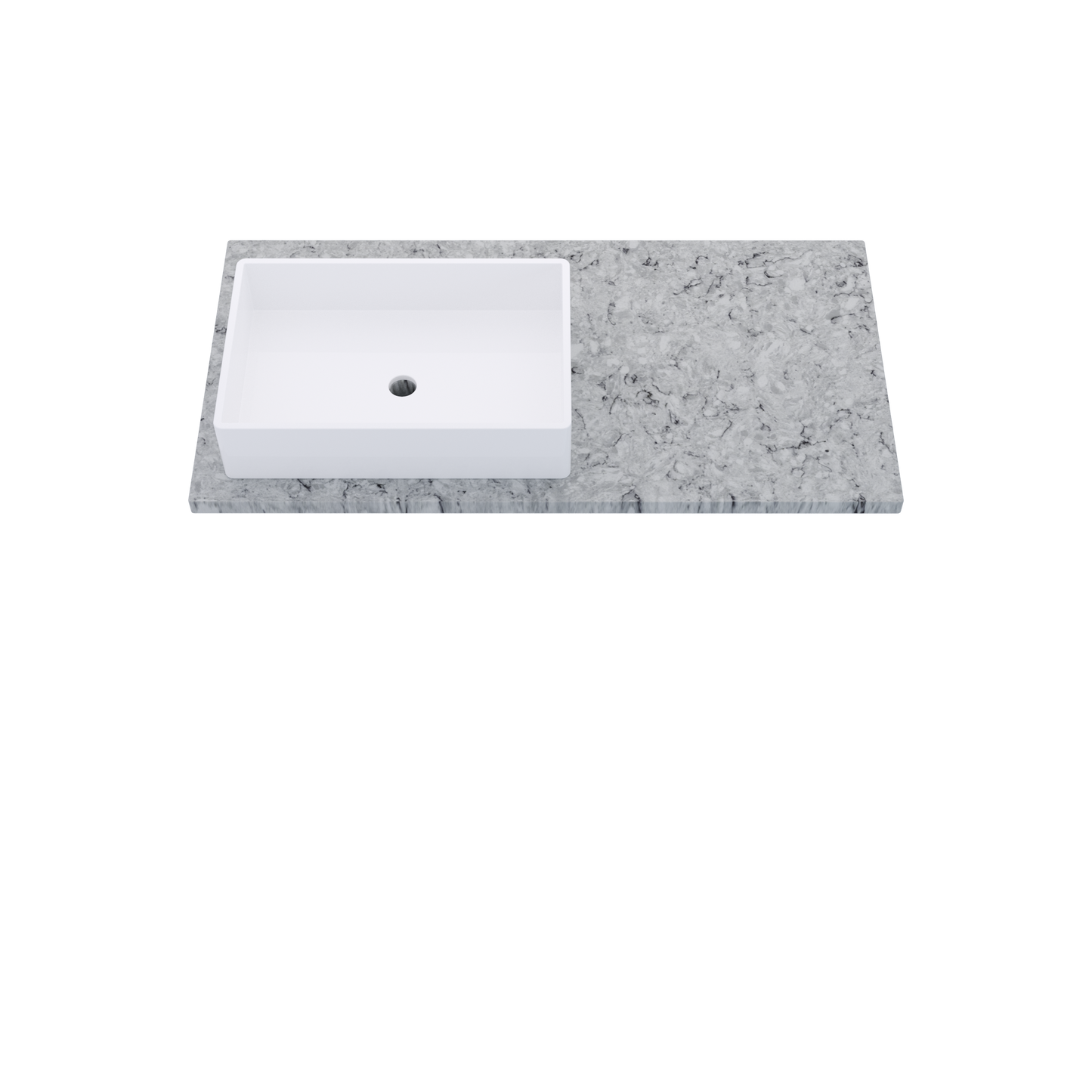43" Vanderloc Silestone® Quartz Bathroom Vanity Top | Single Rectangle Sink | Offset in Pietra