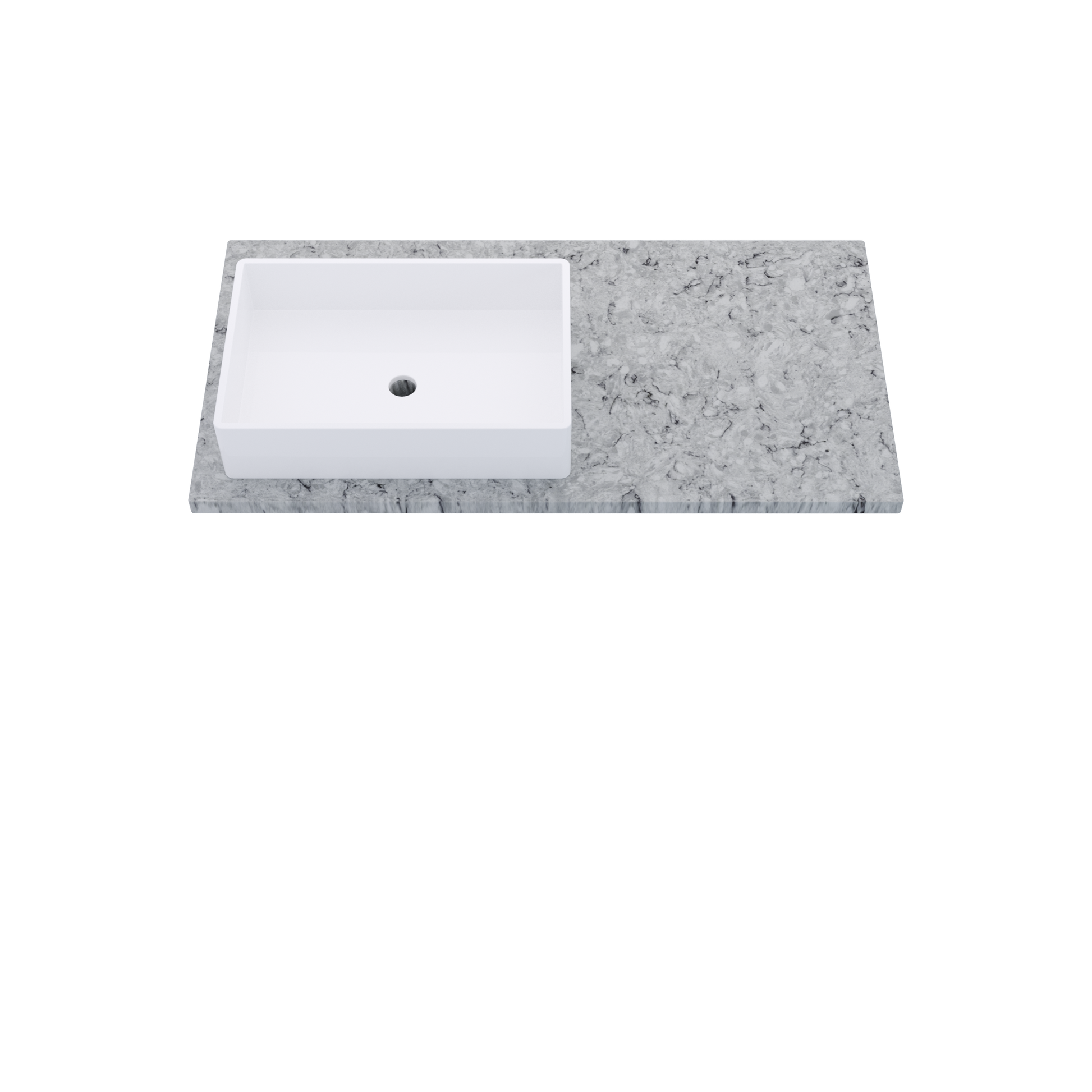 43" Vanderloc Silestone® Quartz Bathroom Vanity Top | Single Rectangle Sink | Offset in Pietra