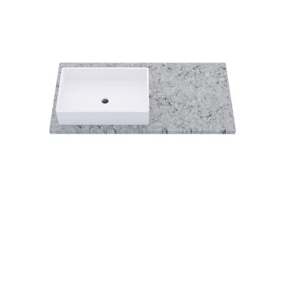 43" Vanderloc Silestone® Quartz Bathroom Vanity Top | Single Rectangle Sink | Offset in Pietra
