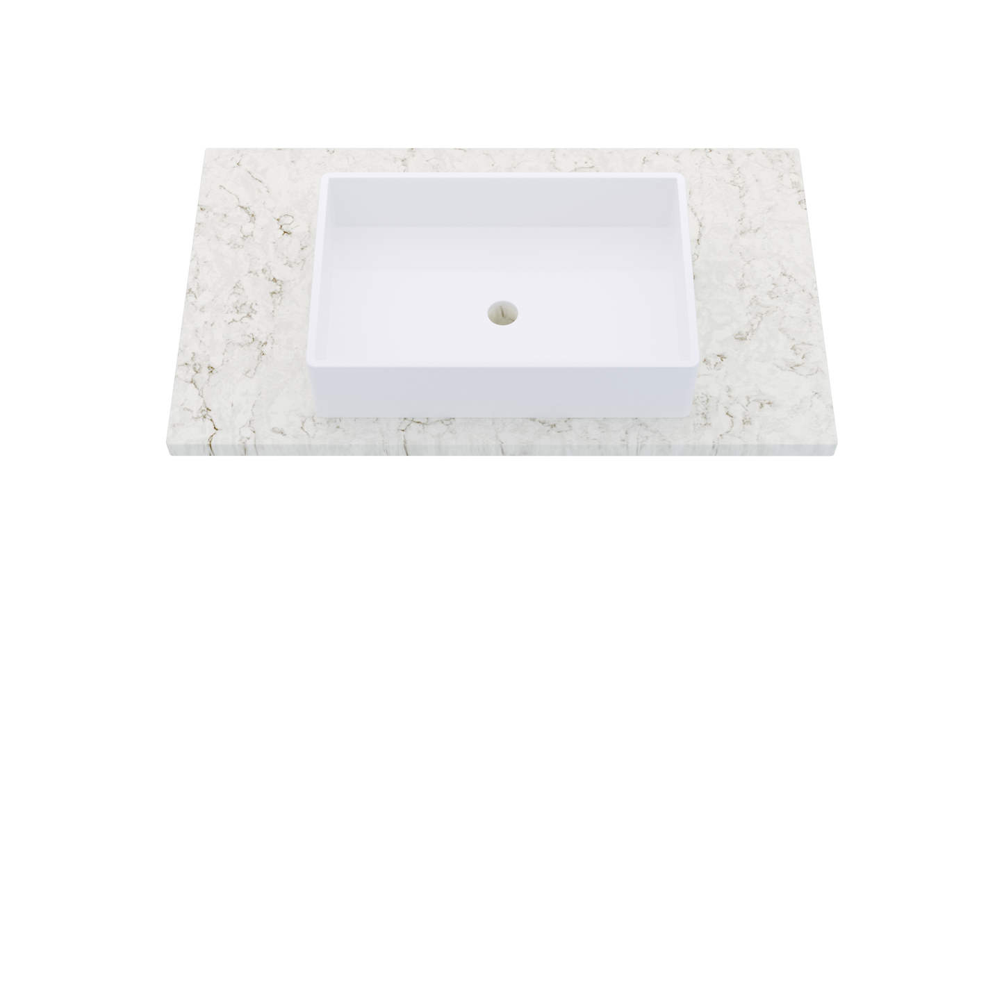 37" Vanderloc Silestone® Quartz Bathroom Vanity Top | Single Vigo Sink | Centered in Lusso
