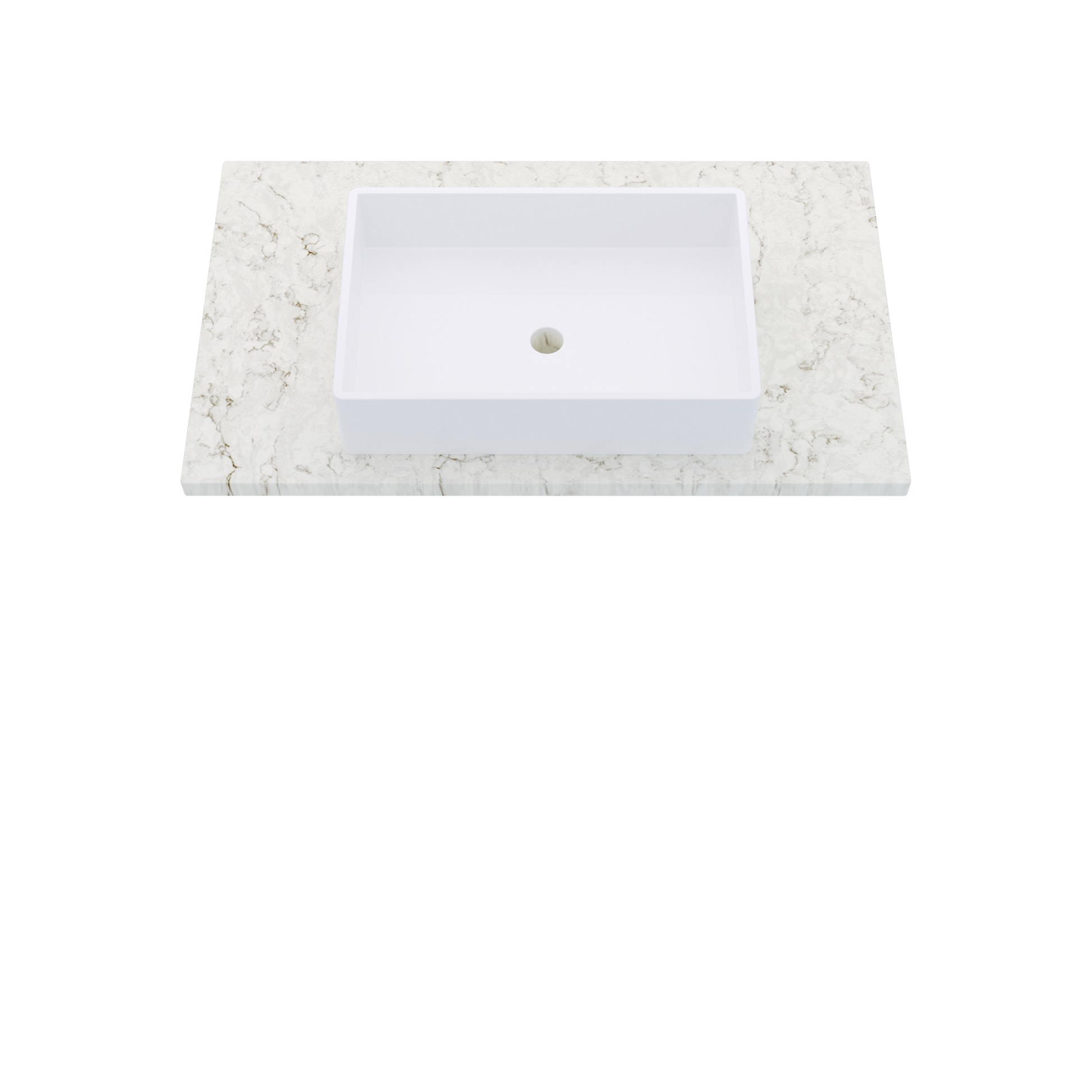 37" Vanderloc Silestone® Quartz Bathroom Vanity Top | Single Vigo Sink | Centered in Lusso
