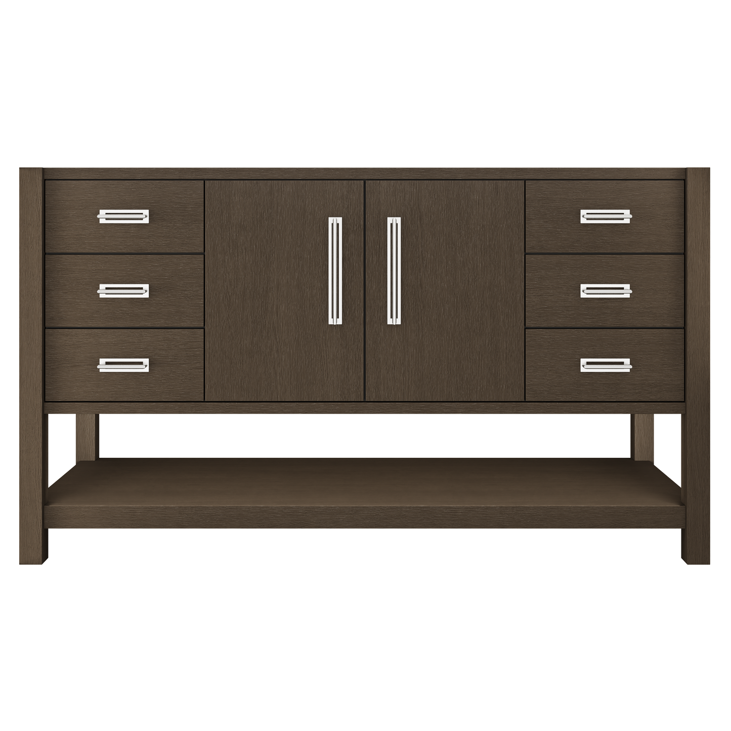 Kiawah Single Extra-Wide Bath Vanity 60in Russet Shadow Polished Chrome