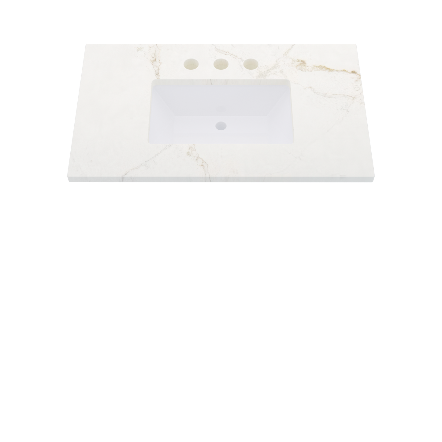 37" Vanderloc Silestone® Quartz Bathroom Vanity Top | Single Rectangle Sink | Centered in Blanc Elysee