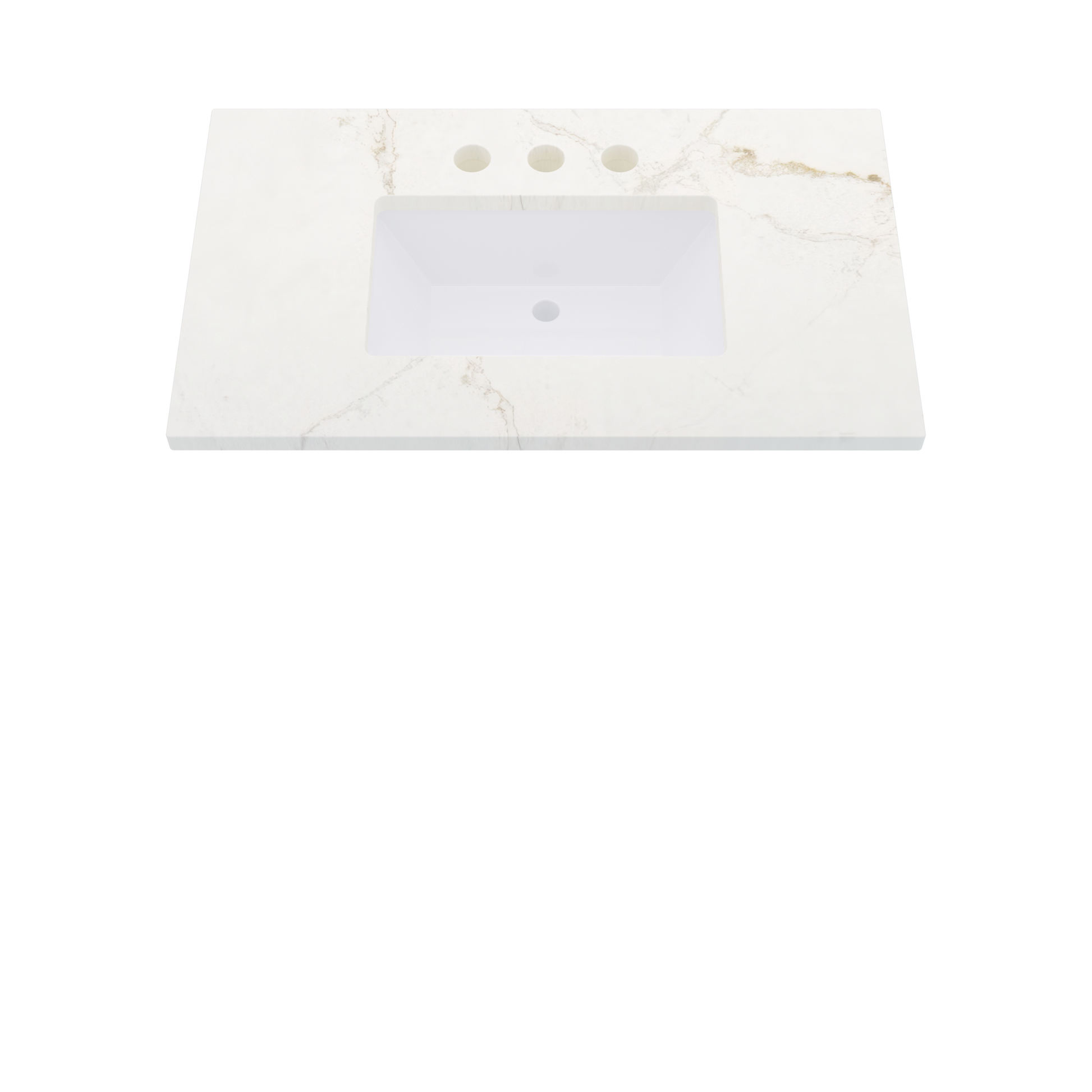 37" Vanderloc Silestone® Quartz Bathroom Vanity Top | Single Rectangle Sink | Centered in Blanc Elysee