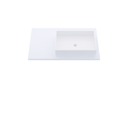 37" Vanderloc Silestone® Quartz Bathroom Vanity Top | Single Vigo Sink | Offset in Miami White