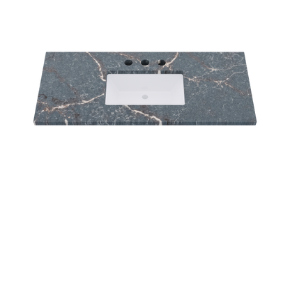 49" Vanderloc Silestone® Quartz Bathroom Vanity Top | Single Rectangle Sink | Centered in Parisien Bleu