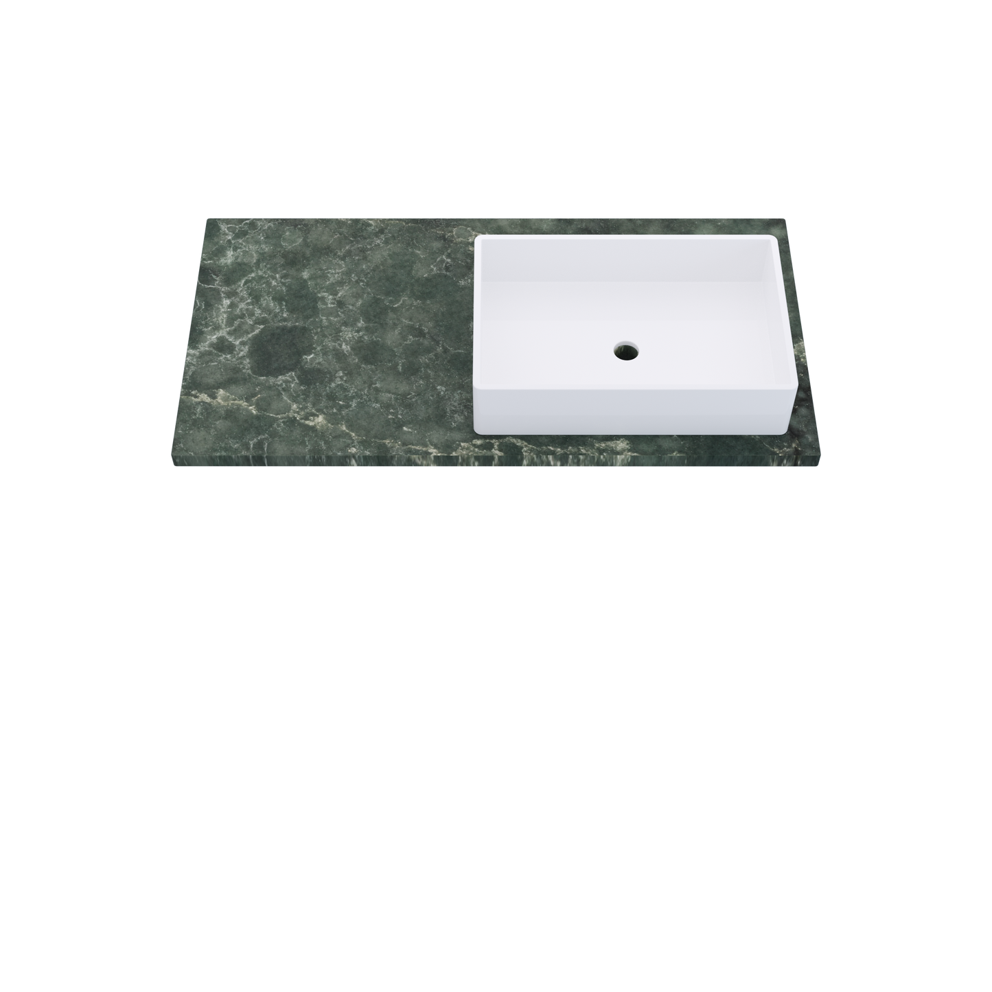 43" Vanderloc Silestone® Quartz Bathroom Vanity Top | Single Vigo Sink | Offset in Jardin Emerald
