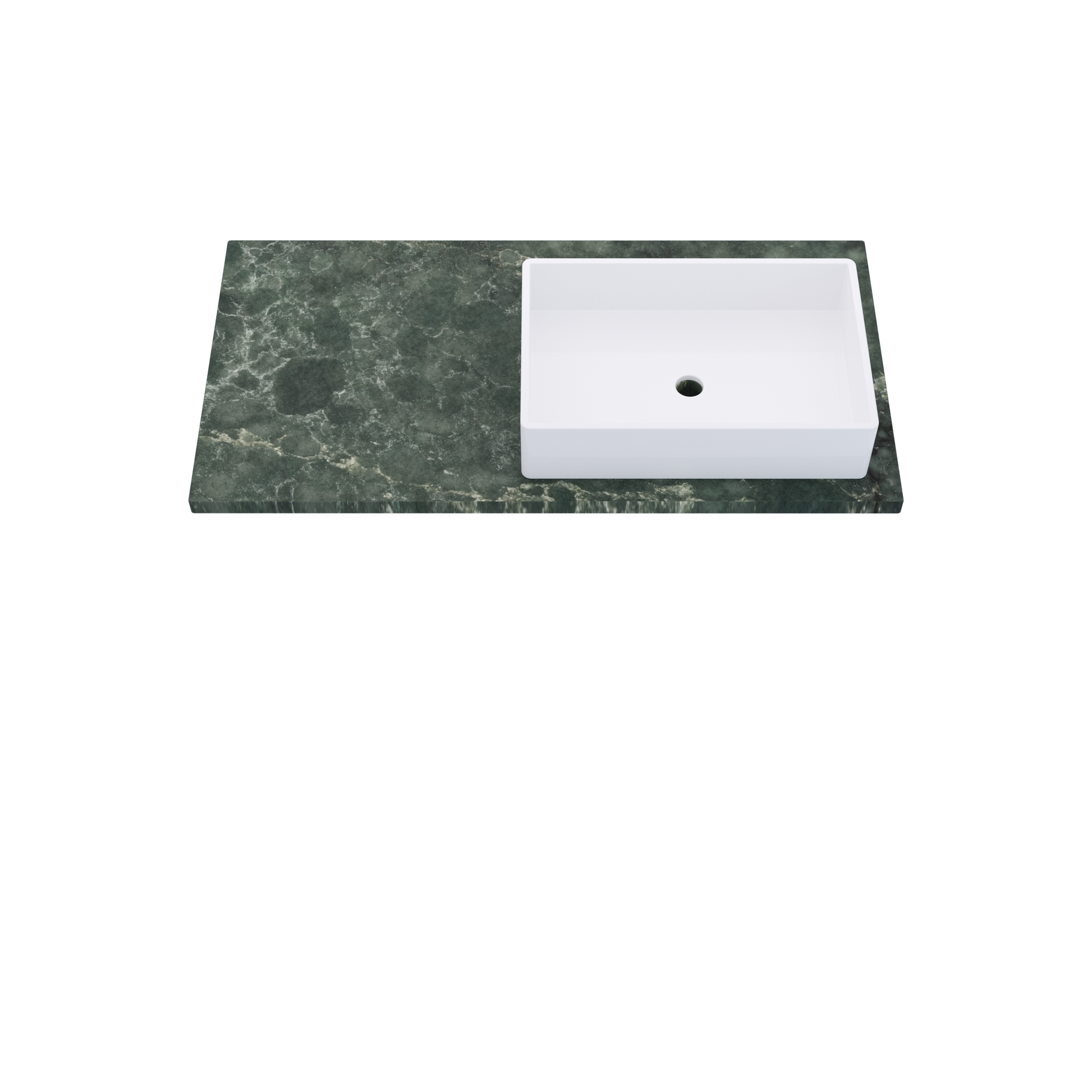 43" Vanderloc Silestone® Quartz Bathroom Vanity Top | Single Vigo Sink | Offset in Jardin Emerald